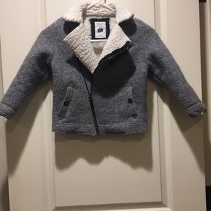 Zara Kids zip up moto fleece/Sherpa lined jacket pockets so warm boys size 6 yrs